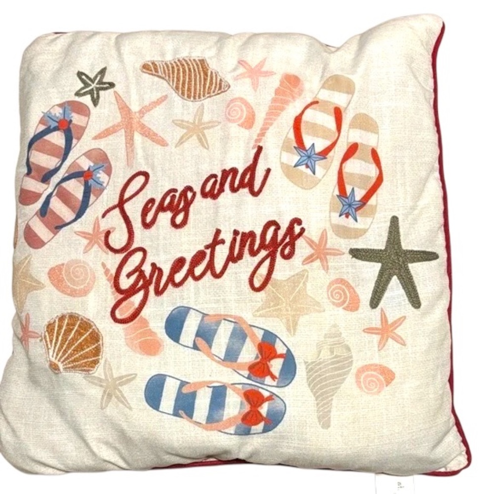 Seas and Greetings Holiday Pillow